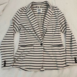 Old Navy Black and White Striped Blazer - Size Small